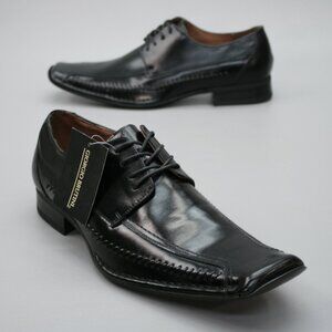 Giorgio Brutini Men's 9.5 Oxford Black Leather Square-toe Dress Shoes 159001 New